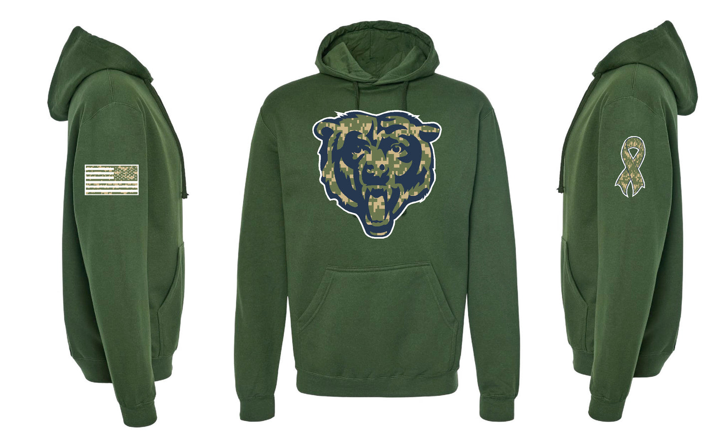 Unisex 2025 Veterans Day Digital Camo Bears Hooded Sweatshirt